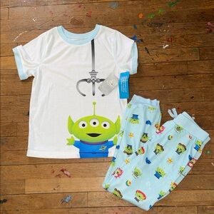 Kids Toy Story Alien Graphic Pajama Set - Light Blue & White